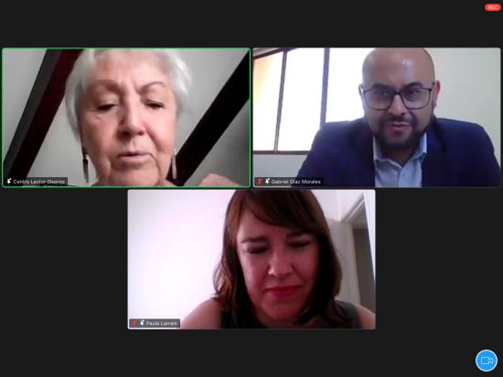 Paula Larraín (SNBP), Gabriel Díaz (SNPC Metropolitano) y representantes del Centro Lector Osorno a cargo de la iniciativa.