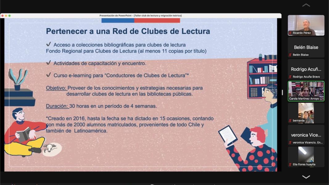 Conductores de la red de clubes de la región de Arica y Parinacota y equipo de la CR de bibliotecas públicas