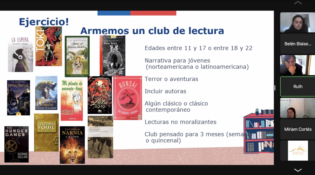 Conductores de la red de clubes de la región de Atacama y equipo de la CR de bibliotecas públicas