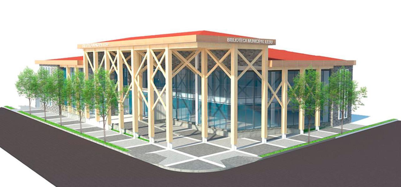 Render proyecto de la Biblioteca Pública de Lebu.
